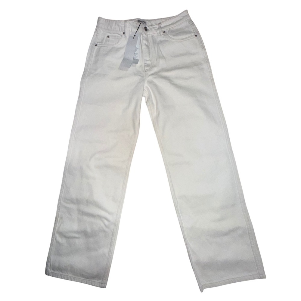 KOTN Wide Leg‎ Jeans 27 White NWT Hi Rise Egyptian Cotton Minimalist Sustainable